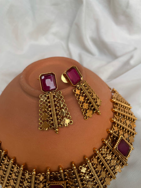 Designer gold bridal Necklace with earrings