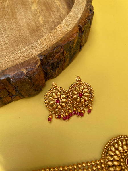 Ruby matte Chakra choker with studs