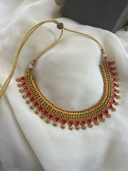 Kerala style Palaka necklace with jhumkas