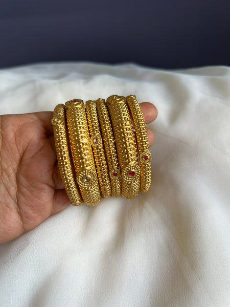 Ruby white Designer matte bangles set of 6
