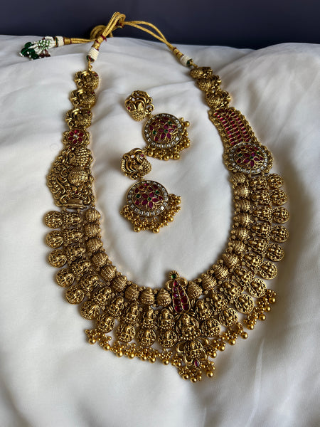 Bridal Lakshmi kemp necklace with Chaandbalis