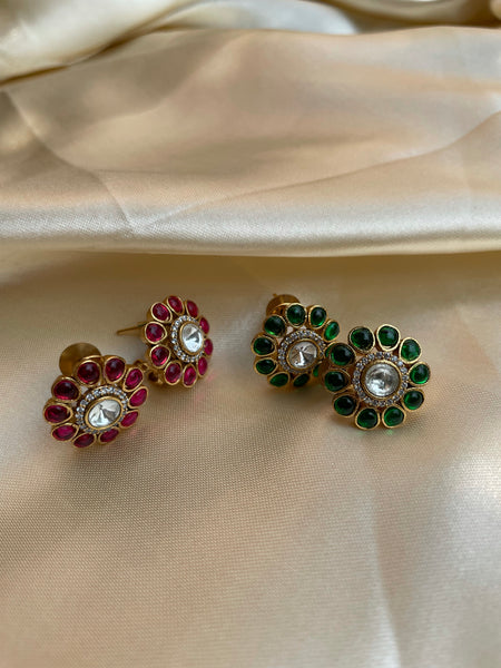 Kundan flower studs