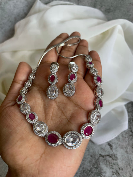 Ruby necklace with studs