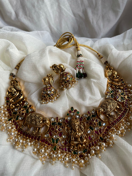Kemp Gajalakshmi Necklace with Jhumkas