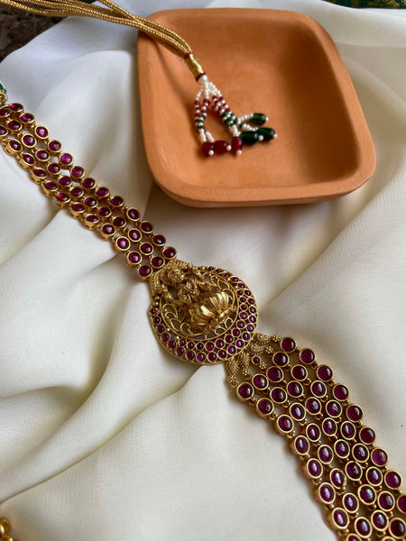 5 layer Kemp Lakshmi Haram with jhumkas