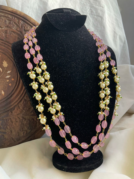 3 layer bead maala with pearls