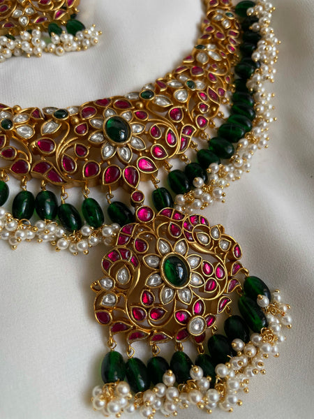 Premium Kundan jadau bridal necklace with Chaandbalis