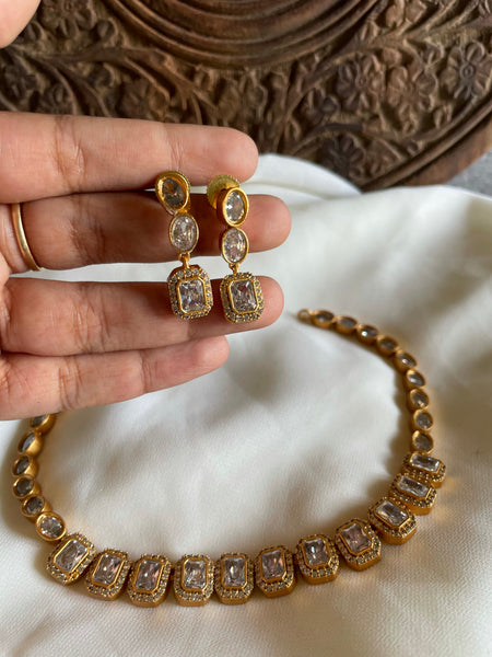 Kemp necklace with ad stone details(4 Colors)