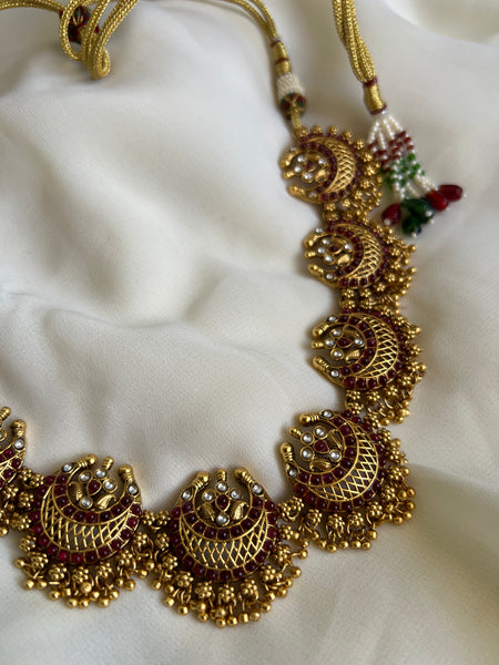 Kemp ruby chaand necklace with Jhumkas