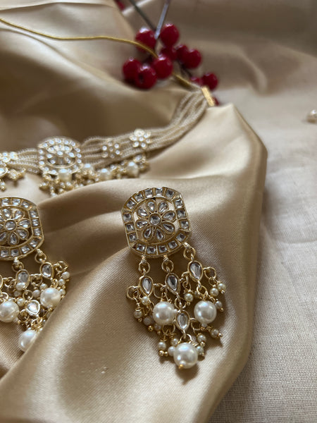 Kundan like Pearl choker with studs