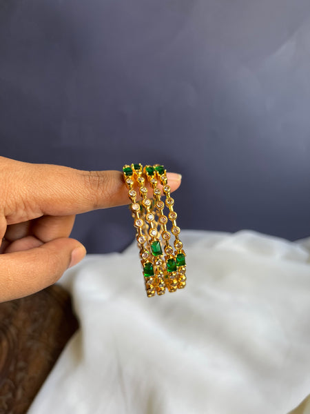 Emerald stone bangles set of 4