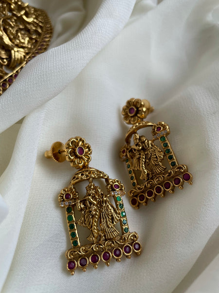 Premium Krishna Radha bridal choker with earrings