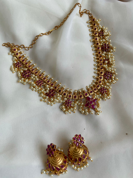 Kemp floral guttapusalu with jhumkas