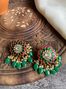 Kundan flower studs with beads