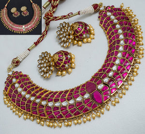 Gold design inspired - Kundan brass necklace with Jhumkas