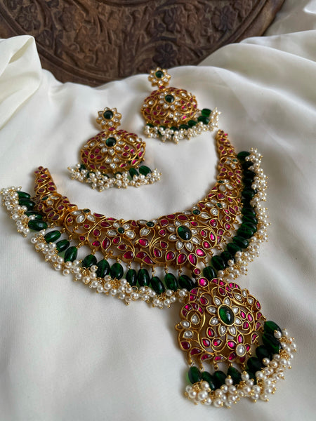 Premium Kundan jadau bridal necklace with Chaandbalis