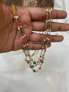 3 step layer Pearl bead maala in 4 Colors