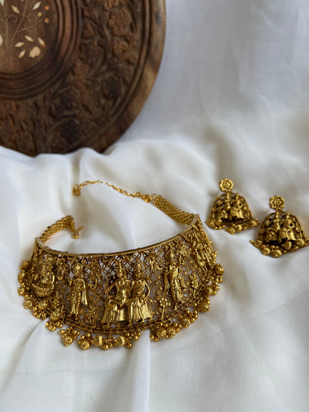 ShivaParvathi antique bridal choker with earrings