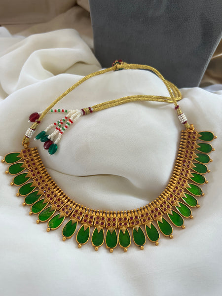 Kerala style Palaka necklace with jhumkas