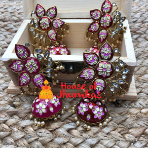 Floral stud hand painted jhumkas