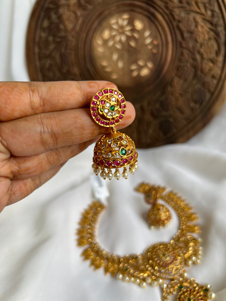 Lakshmi coin chakra necklace with jhumkas