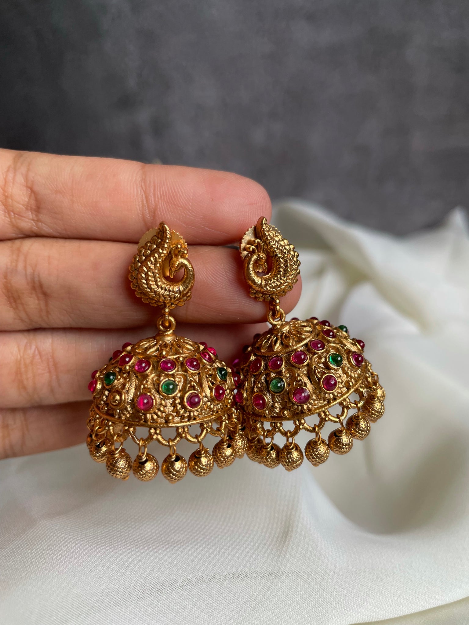 Small Peacock kemp Jhumkas