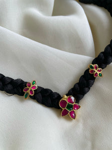 3 Kundan flower thread choker