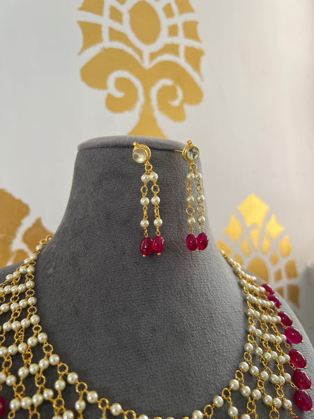Ruby Jaali necklace with long studs