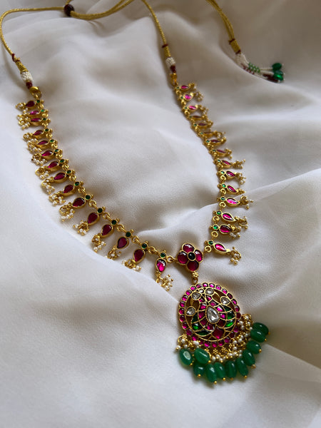 Kundan peacock tear drop maala