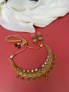 Abstract Kundan designer necklace with jhumkas