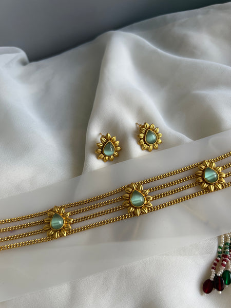 Pastel stone designer choker with studs