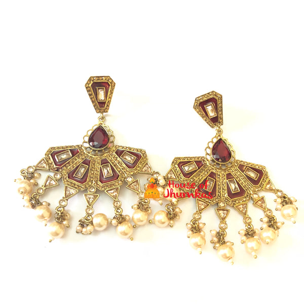 Enamel chaandbalis with pearls