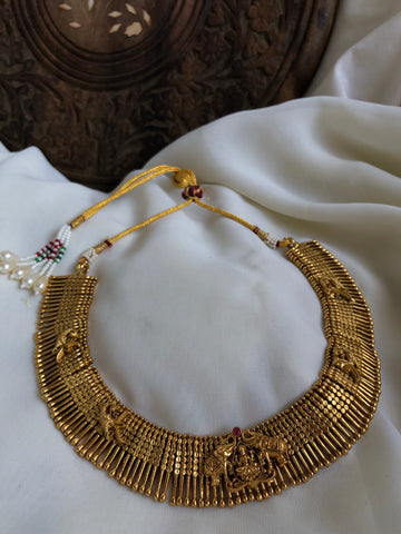 Kerala style pichimottu temple necklace with Jhumkas