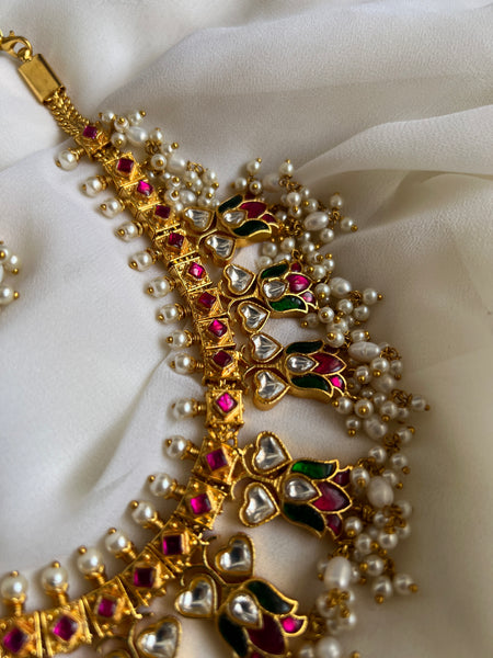 Kundan lotus guttapusalu with earrings