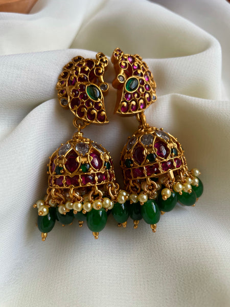 Premium Mayoora with kemp Jhumkas