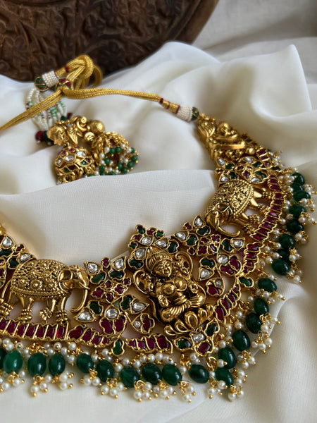 Kemp Gajalakshmi Necklace with Jhumkas