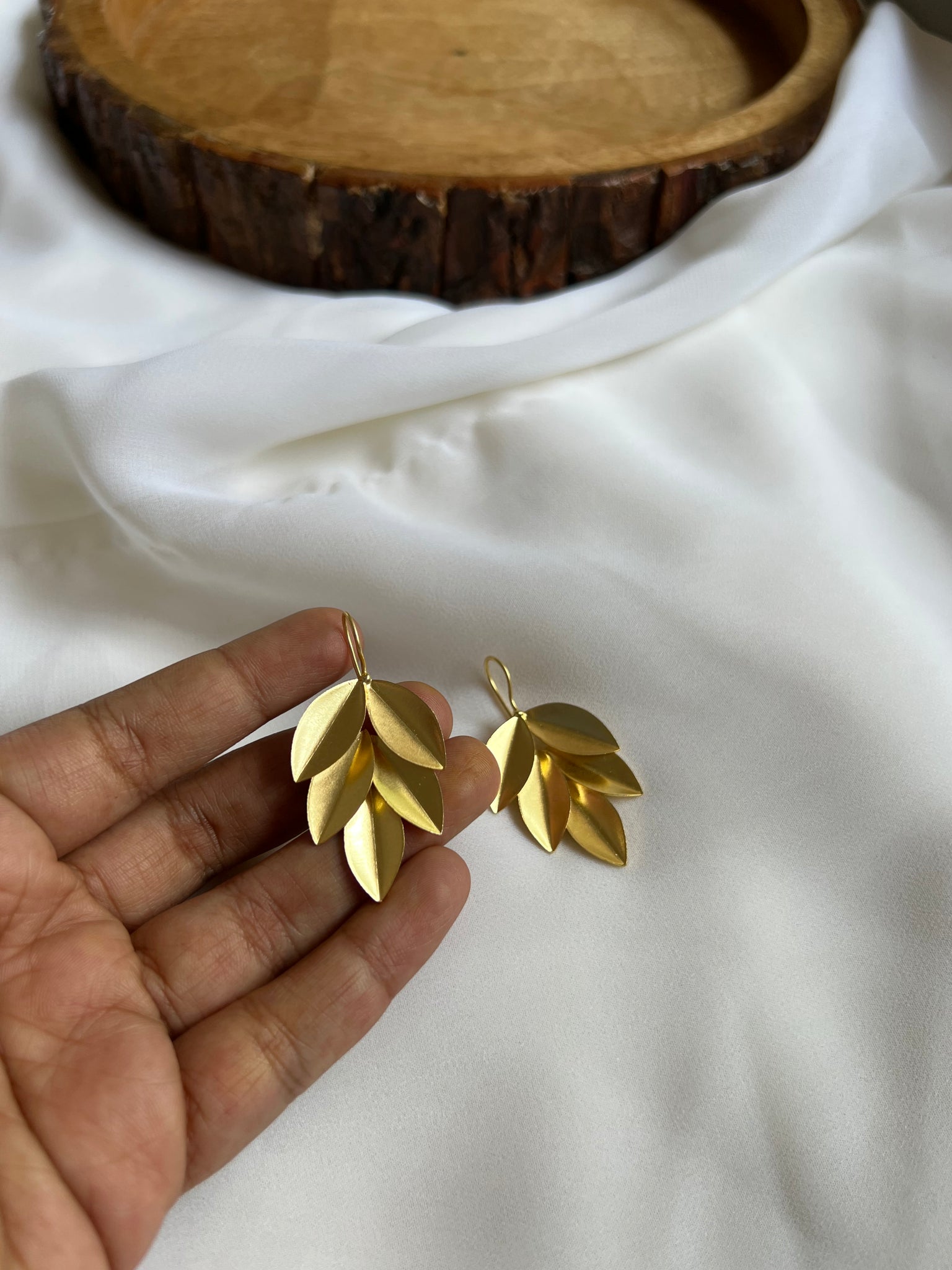 Leaf hook earrings