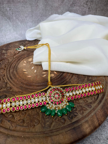 Kundan ruby emerald bridal choker