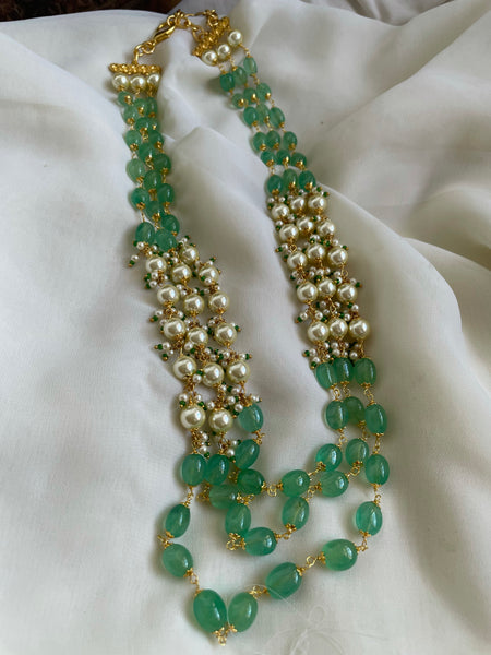 3 layer bead maala with pearls