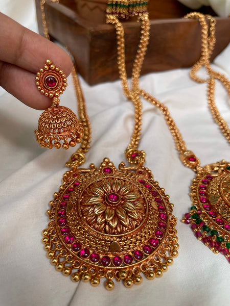 Antique Gold Haram with Jhumkas