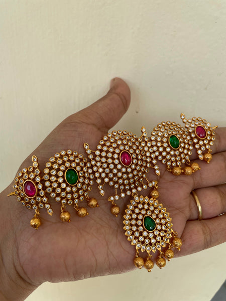 Kemp white stone choker with Jhumkas
