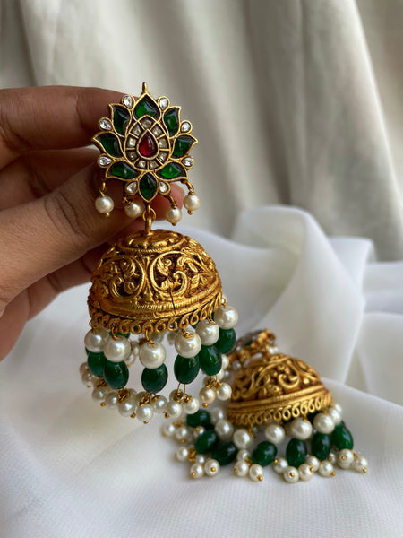 Jumbo emerald Nagas Jhumkas