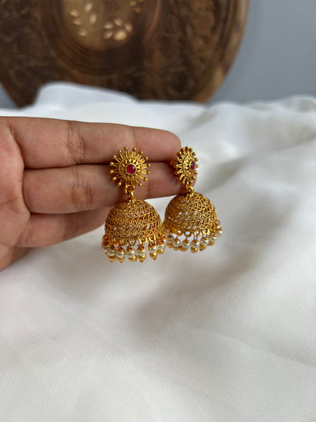 Matte flower jhumkas