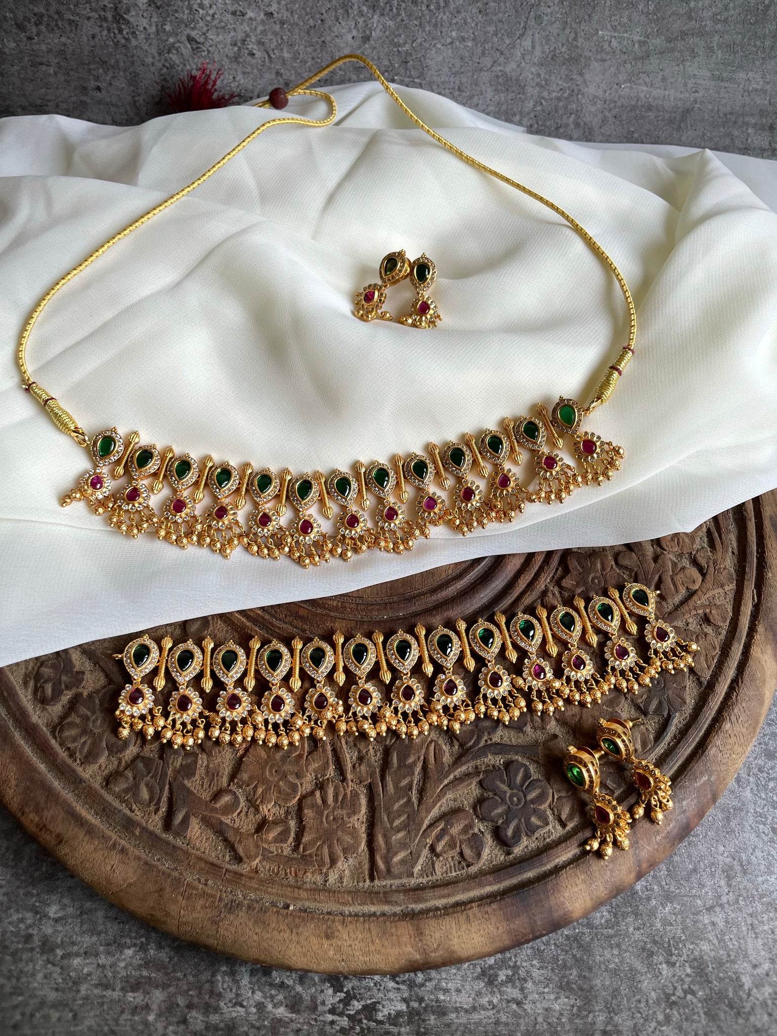 Kemp tear drop choker with studs