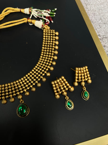 Antique designer necklace with studs