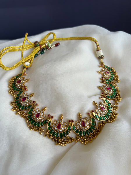 Kemp emerald chaand necklace with studs