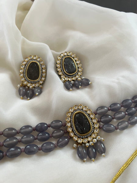 Carved stone regal choker set