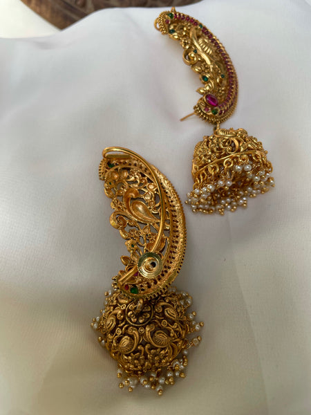 Intricate worked earcuff Jhumkas