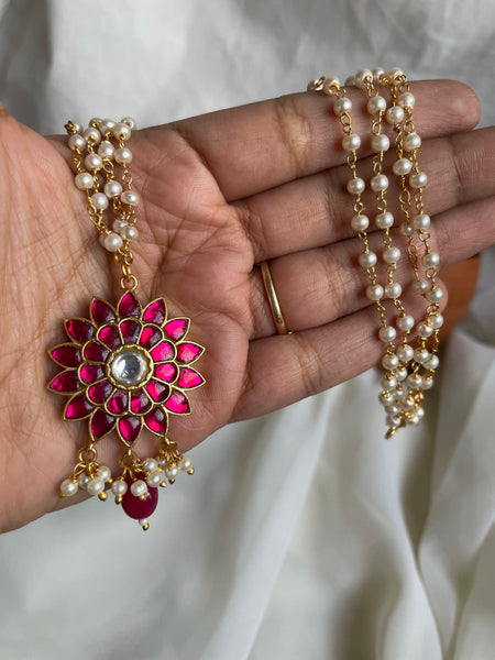 Kundan flower pendant maala