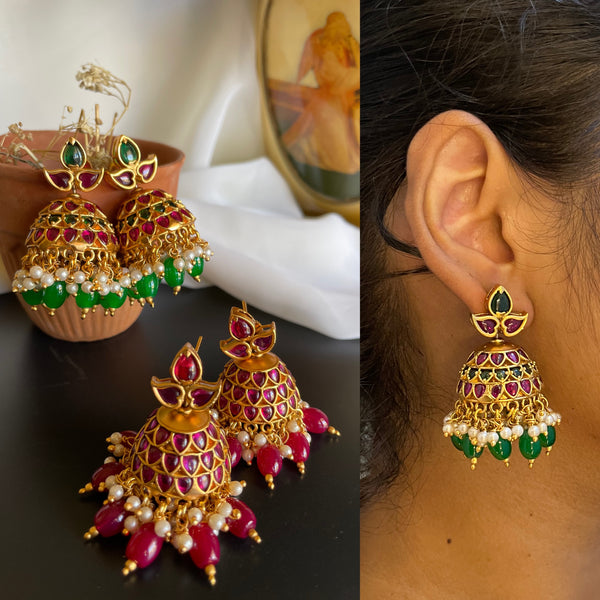 Kemp beads jhumkas